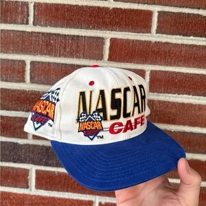 Nascar Café White & Blue Embroidered Logo Cap